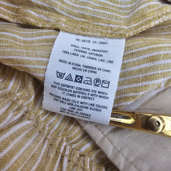 Anthropologie 100% Linen Cropped Pull On Embroidered Cropped Pants S Yellow - Picture 10 of 11